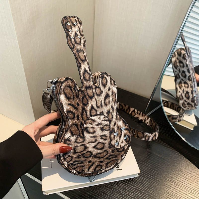 Exclusive Design Guitar 2024 Summer New Women's Personalized Leopard Pattern Shoulder Live Streaming Same Style_voghion.com