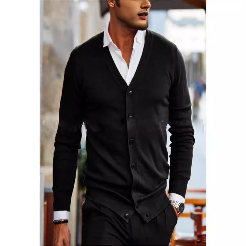 ​​"Herren-Stretch-Strickjacke – Slim-Fit-Pullover aus French Terry mit offener Vorderseite für Smart Casual (S-4XL, 8 raffinierte Farben)"​​_voghion.com