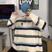 boy Boy Boy Boy Japanese Lazy For Men 2023 Spring And Autumn Striped Knitwear Hong Kong Style Loose Couple Sweater Jacket_voghion.com