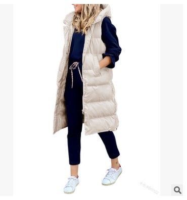 Cappotto senza maniche con cerniera monopetto alla moda, ampio, caldo e casual da donna_voghion.com