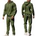 Fall men's heavy jacquard small plaid long-sleeved trousers hooded suit casual suit_voghion.com
