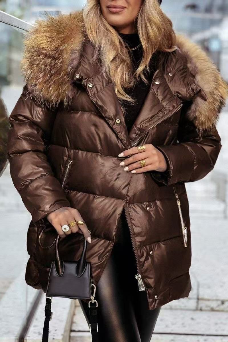 "Elegant Winter Coat With Faux Fur Trim – Long Plush Snowflake Fleece Jacket For Women (Sheepskin Blend, 6 Sizes, 3 Classic Colors)"_voghion.com