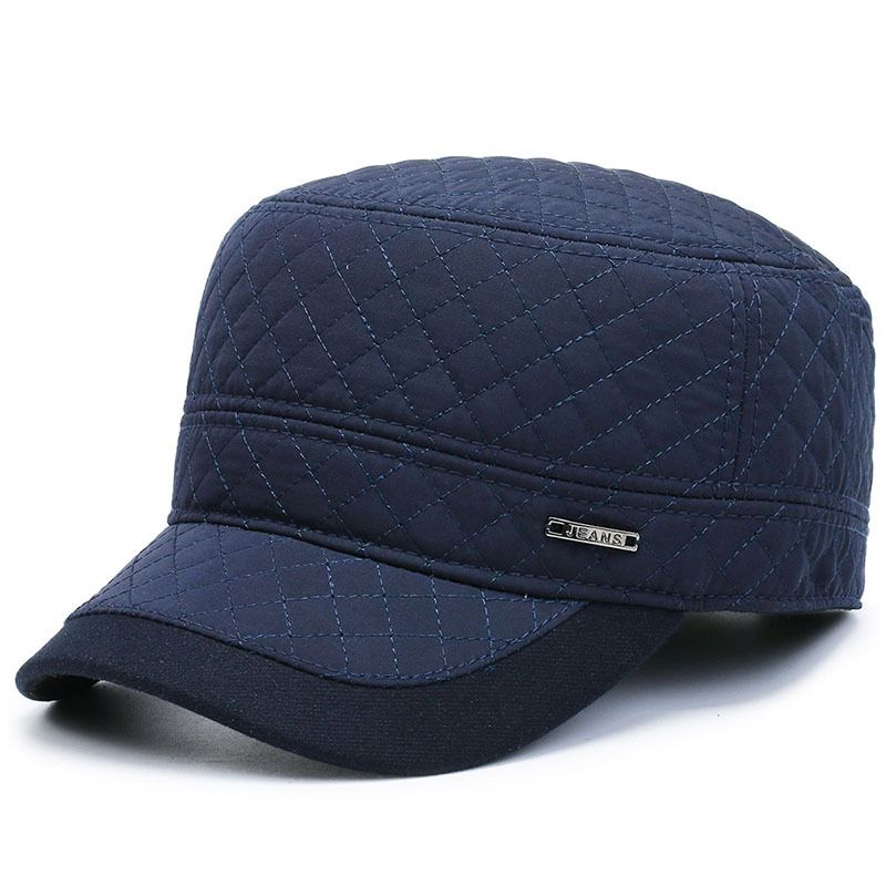 Autumn and winter hats middle-aged and elderly plus velvet thickened ear protection flat hat casual fashion outdoor cold and warm old man hat_voghion.com