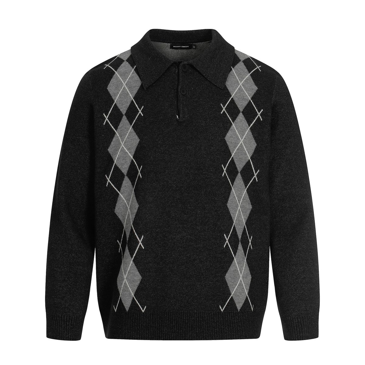 Pull en maille à losanges – Chemise boutonnée en laine mérinos pour une superposition facile_voghion.com