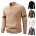 Men’s Half-Zip Knit Sweater – Oversized Winter Pullover With Stand Collar & Ribbed Hem, Stretch Polyester Casual Sweater (M-4XL, 5 Colors)_voghion.com