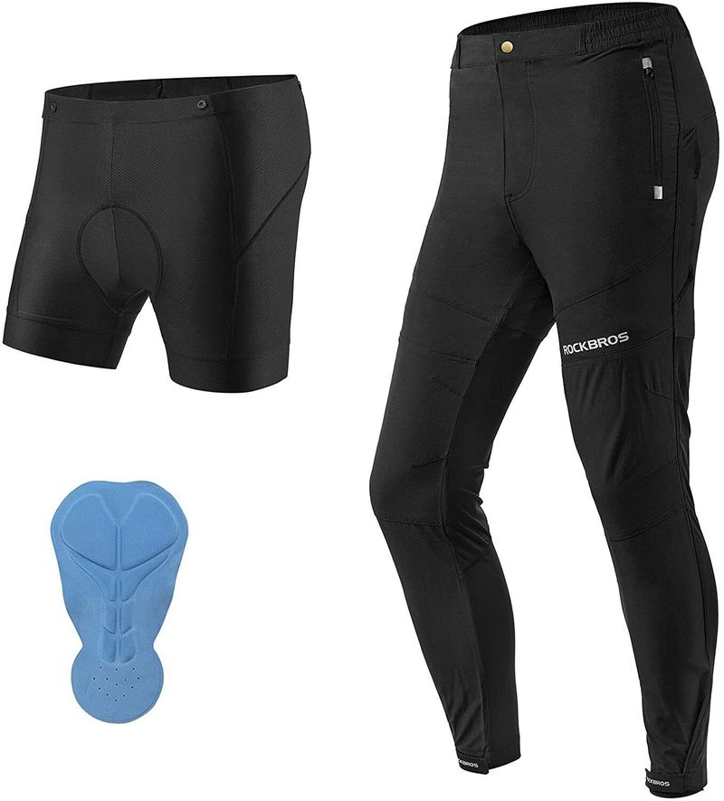 Pantalones largos de ciclismo 2 en 1 con ropa interior acolchada para hombre de ROCKBROS_voghion.com