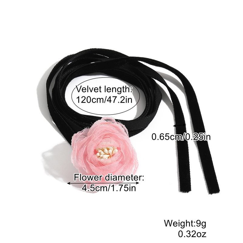 smykker håndlavet mesh blomst choker halskæde ny kamelia blomst perle halskæde kraveben kæde_voghion.com