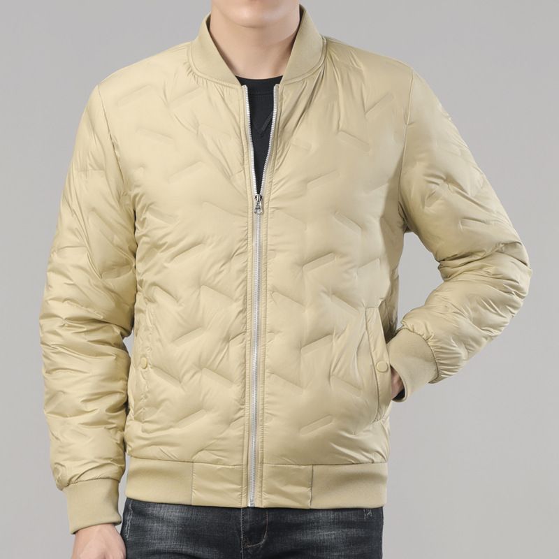 Down plus size new solid color simple warm stand up jacket, winter baseball collar jacket for men_voghion.com