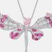 Ciondolo a forma di libellula rosa chiaro con diamanti ad alto tenore di carbonio in argento S925 pieno di diamanti colorati, ciondolo con clavicola di personalità_voghion.com