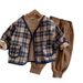 Boys' Spring New Fashionable Western Baby And Children's Princess Style Long Sleeve Checkered Coat Three Piece Set_voghion.com