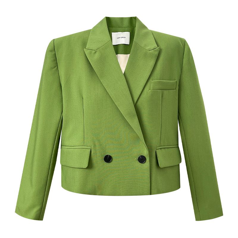 Frauen Kleidung casual kurze zweireiher herbst einfarbig_voghion.com