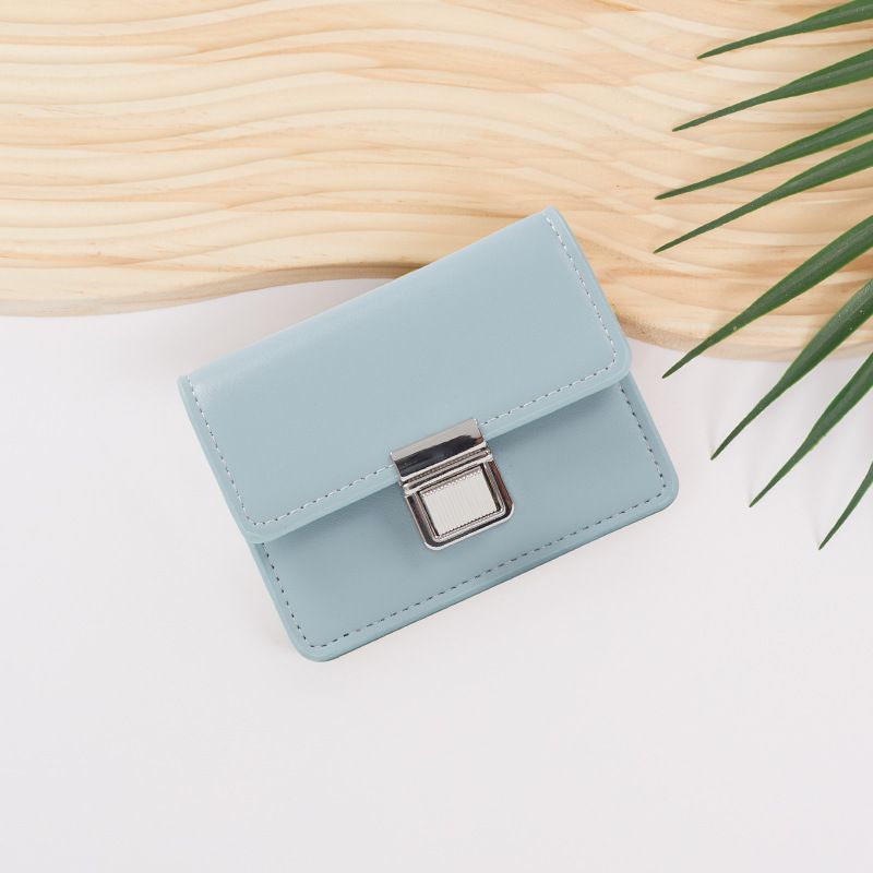 Portafoglio da donna con design di nicchia, corto, tinta unita, semplice, tutto abbinato, portamonete per studenti_voghion.com