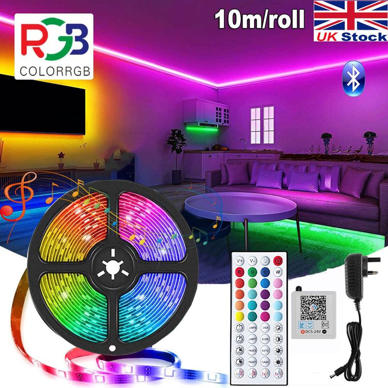 5-20m LED Streifen Lichter 5050 RGB Farbwechsel Zuschneidbar Band Schrank Küche UK_voghion.com