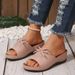 Women's Shoes Round Toe Sandals For Women With Stitching Wedge Heels And Bowknot Comfortable Large Size Sandals_voghion.com