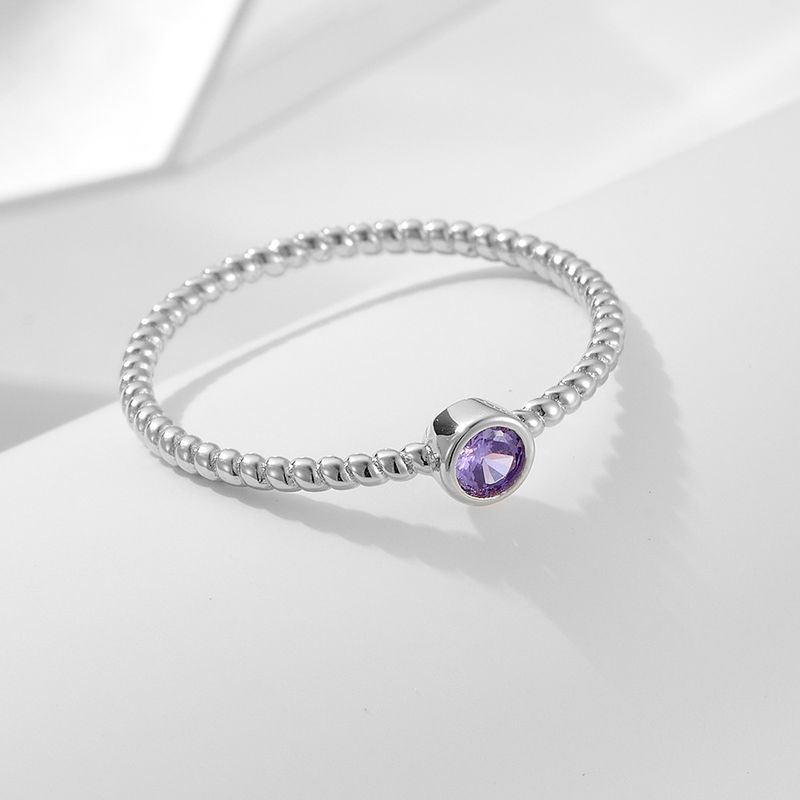 Bague pour femme en argent sterling S925 avec améthyste et zircon, simple, légère, luxueuse, tendance, pour index, empilable, assortie à tout, pour auriculaire_voghion.com