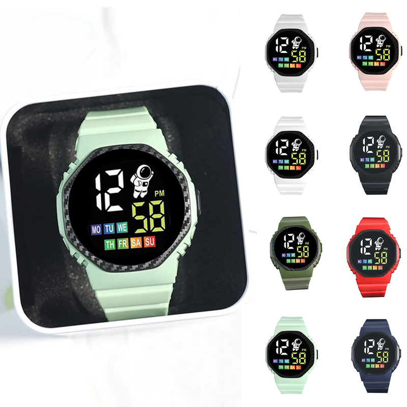 Xinweiqing Electronic Adjustable Button Control Polygonal Dial Date Display LED Astronaut Large Screen Digital Watch_voghion.com