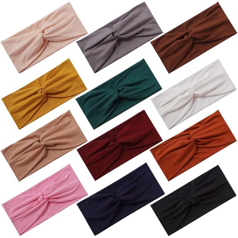 Panling 12 pieces of women's elastic absorbing sports soft twisted headbands, suitable for daily yoga exercises_voghion.com