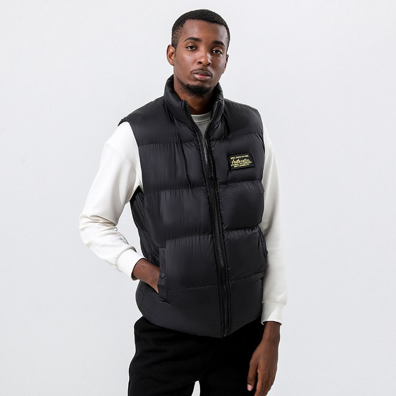 New Style With Plush And Thickened Men's Vest Stand Collar, Loose And Warm Autumn And Winter Men's Cotton Sleeveless Vest Jacket_voghion.com