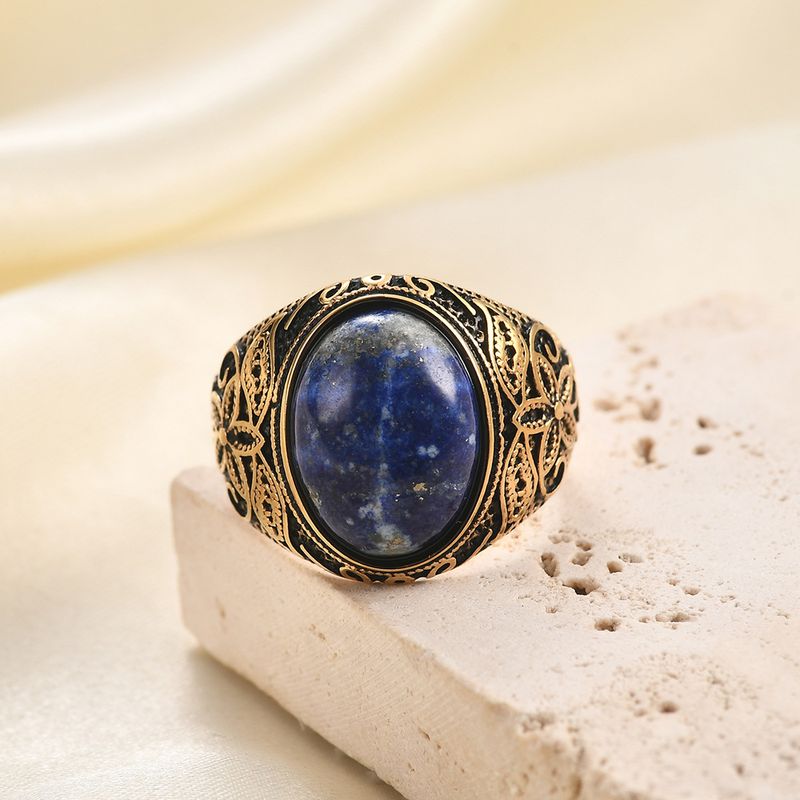 Modischer Vintage-Goldring aus Edelstahl mit verschiedenen eingelegten Edelsteinen für Männer_voghion.com