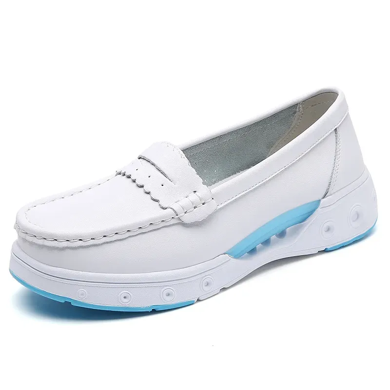 Modische Krankenschwester-Leder-Arbeitsschuhe mit weicher Sohle, atmungsaktiv, mit Deodorant und rutschfest, Krankenhaus-Arbeitsschuhe 456_voghion.com