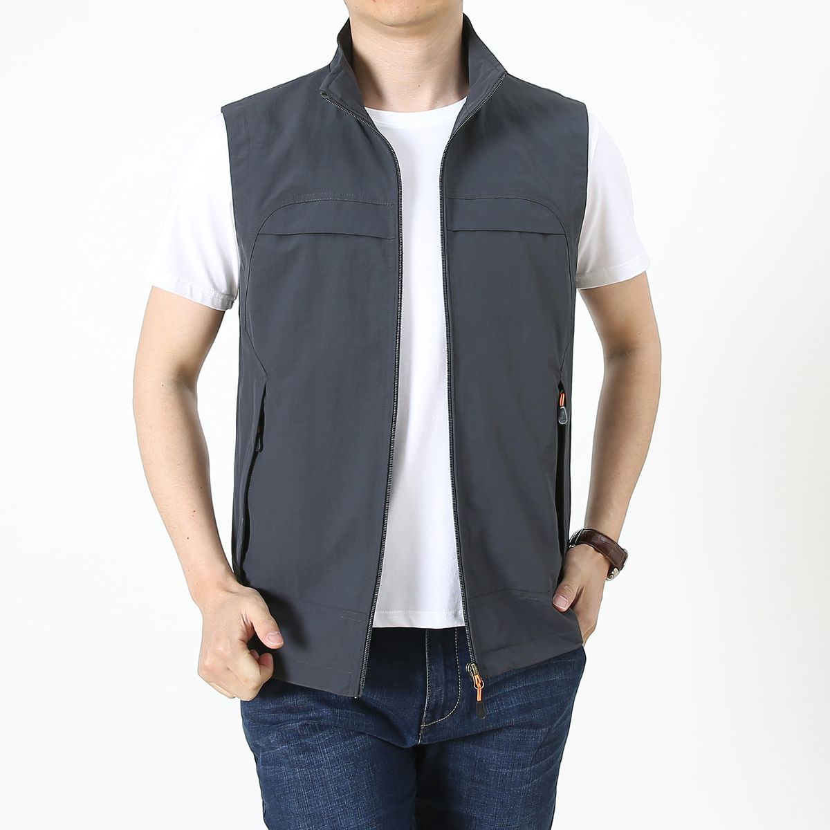 Lightweight Men’s Vest Jacket – Oversized Breathable Spring/Fall Outdoor Hiking Sleeveless Coat_voghion.com