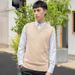 Men's Clothing Men's Knitted Woolen Vest Boys Sleeveless Sweater V-Neck Pullover Vest Casual Business Simple Solid Color Cotton Sweater_voghion.com
