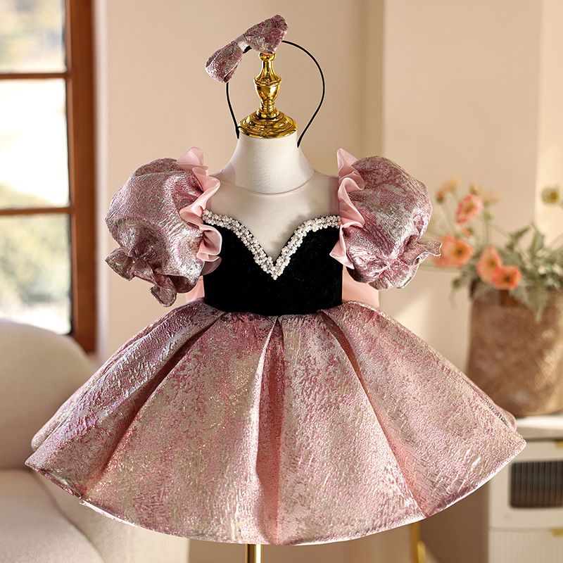 New Children's Dress Princess Dress Girl Birthday Evening Dress Piano Performance Costume One Year Old Dress Advanced_voghion.com