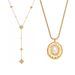 Gold Plated Initial Necklace Set, Personalized Letter Pendant Necklaces With Oval Shell Inlay, Custom Daily & Gift Jewelry Collection_voghion.com
