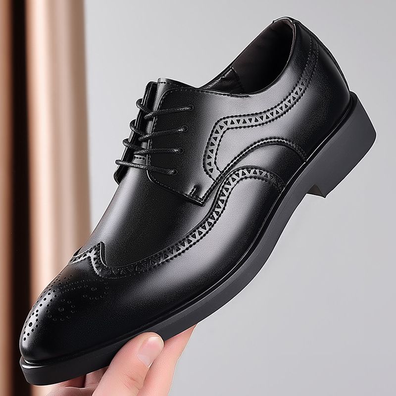 Neue Business-Kleidung Leder Mode British Block Große Herren Schnürschuhe Derby Schuhe 48_voghion.com