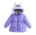 Cappotto lungo imbottito per mamma e bambini con cappuccio staccabile, fodera in peluche e pompon a forma di cuore - Giacca invernale calda con cintura regolabile in vita (viola/rosso)_voghion.com