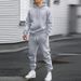 Men's Casual Hooded Sweatshirt & Jogger Set - Soft & Breathable Polyester Blend, Comfortable Two-Piece Outfit , Relaxed Fit For Gym, Running, Travel_voghion.com