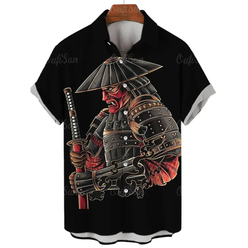 Chemise hawaïenne pour homme Tessffel Samurai, chemise imprimée 3D, style samouraï japonais, mode homme, été, Harajuku, décontractée, grande taille, Shi_voghion.com