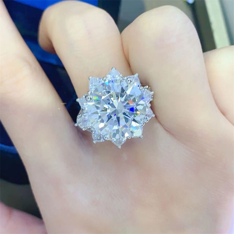 D 10 Karat Moissanite Stil Diamant Ring Versilbert AU750 Weißgold Lang anhaltende Farbe Retention_voghion.com