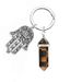 Natural Stone Crystal Bullet Hexagonal Column Keychain Fatima Evil Eye Palm Keychain_voghion.com