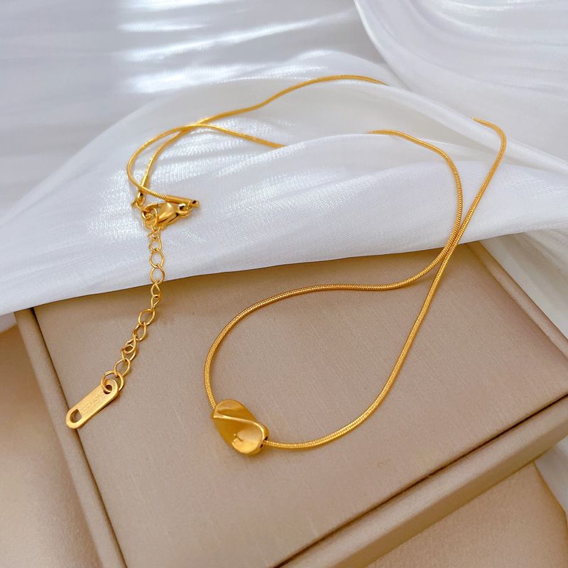 Collana in vero oro con ciondolo a forma di fagiolo intrecciato in acciaio al titanio, estremamente semplice, per donna 【 】_voghion.com