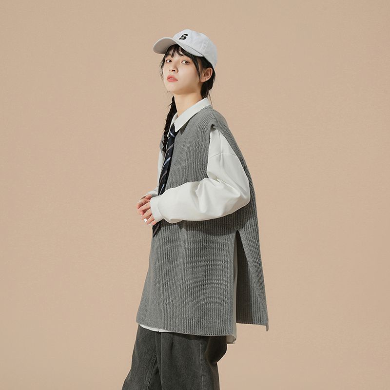 Plus size knitted vest for women, loose fitting couple, camisole, pullover sweater, horse jacket, winter S32/P50_voghion.com