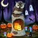Halloween Resin Solar-Powered Realistic Owl Standing Tree Stump Night Light European Style Craft Ornament_voghion.com