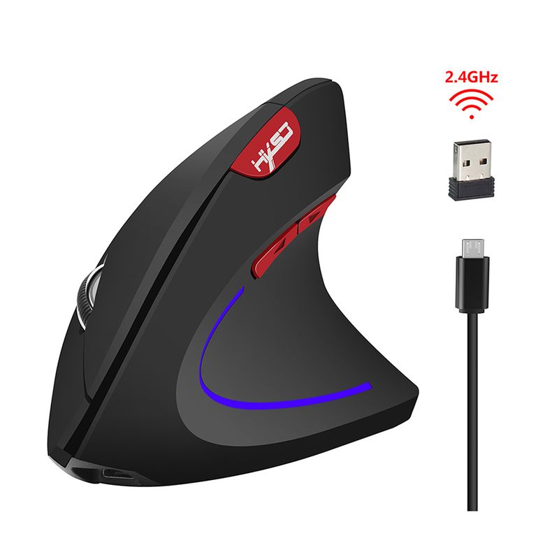 Farfi Ergonomic Vertical Chargeable 2.4GHz 2400DPI PC Laptop USB Wireless Gaming Mouse_voghion.com