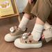 Women's Versatile Sneakers With Cute Plush Pendants, Thick Soled Large Size Women's Shoes, Soft Soles That Won't Tire Your Feet Casual Shoes_voghion.com