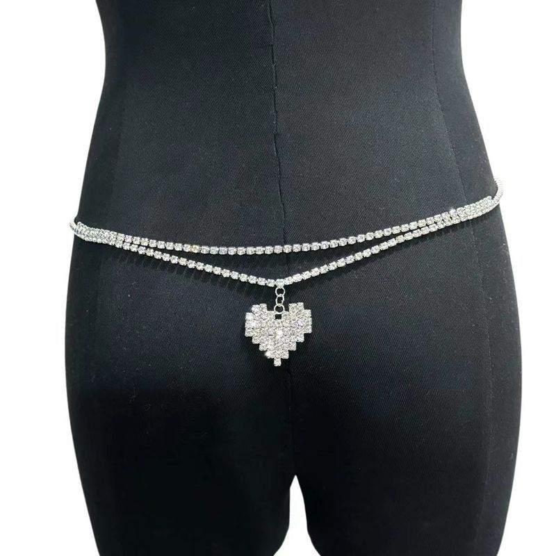 Sexy Persönlichkeit Doppelschicht Herz Anhänger Taille Tanz Mode Voller Durchmesser Bauchnabel Körperkette Zubehör_voghion.com