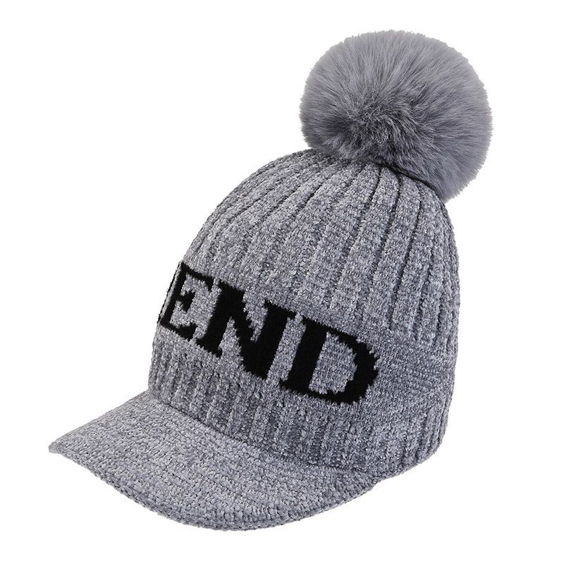 LazyZoom Herbst/Winter-Mütze im koreanischen Stil aus Chenille-Strick, warme Entenschnabelmütze, für Damen, Radfahren, Kälteschutz, Ohrenschutz_voghion.com