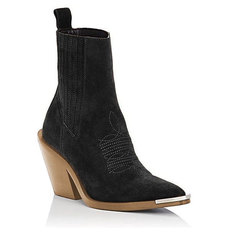 Women's thick heel boots plus size 40-43 pointed suede low boots_voghion.com