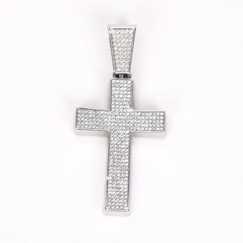 Fashion Accessories Personality Full Diamond Cross Necklace Pendant Trendy Versatile Hip Hop Cuban Chain_voghion.com