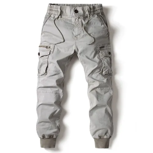 Herrbyxor i trendig stil, överdimensionerade enfärgade leggings med flera fickor för ungdomar_voghion.com
