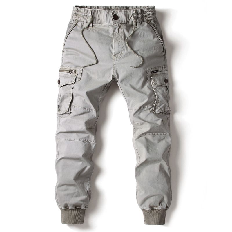 Men's Workwear Pants Trend Style Youth Oversized Solid Color Leggings With Multiple Pockets_voghion.com