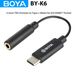 BOYA BY-K6 3,5 mm-es TRS (anya) - Type-C (apa) audio adapterkábel, csak DJI OSMO™ Pocket készülékhez_voghion.com