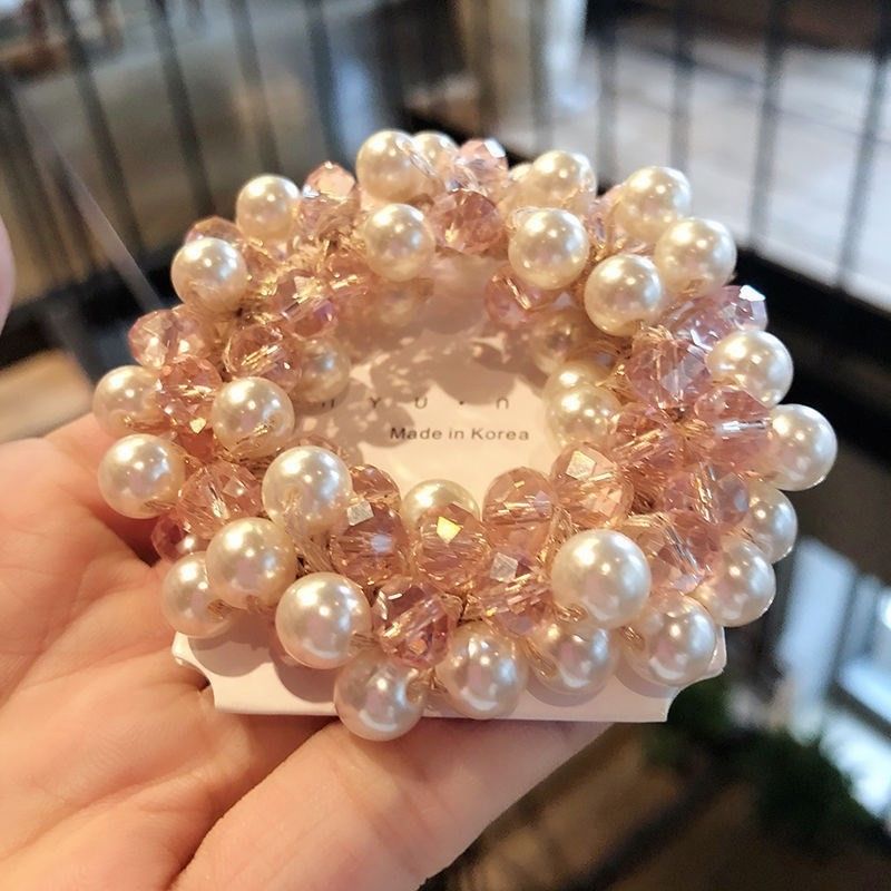 Bandă de păr cu mărgele și cristal, coardă de păr dulce, accesoriu pentru cap Mori, fată, celebritate de internet, ins, bandă de cauciuc pentru vânt, accesorii de păr_voghion.com