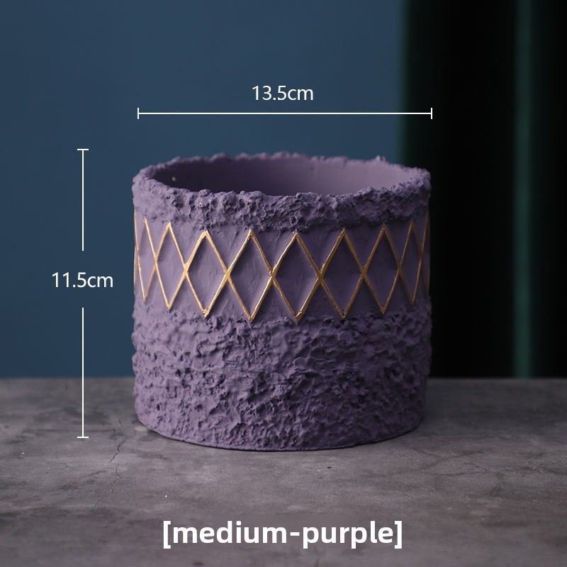 Creative Ceramic Luxury European Style Cement Flower For Home Indoor Balcony Succulent Tiger Skin Green Plant Pot With_voghion.com