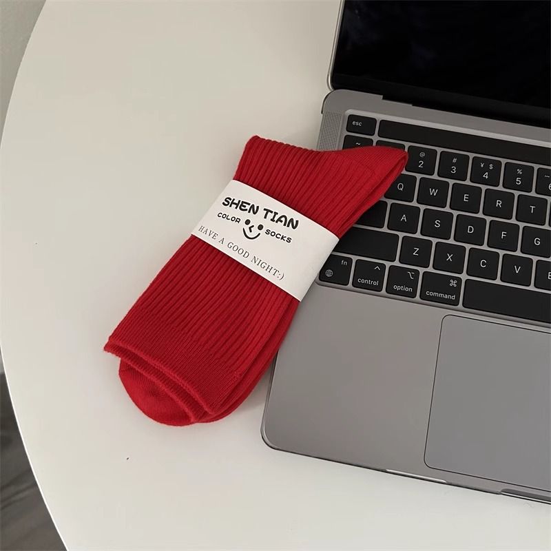 Nyttårsbursdag Store røde sokker Happy Sokker Medium Tube Sokker Bryllup Damesokker Lykke til Sokker Par Sokker_voghion.com