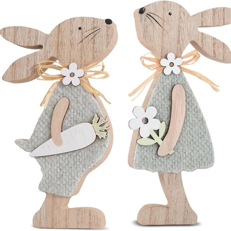 Easter Day Eggs Wooden Crafts Rabbit Ornaments Home Desktop Layout Farmhouse Layered Tray_voghion.com